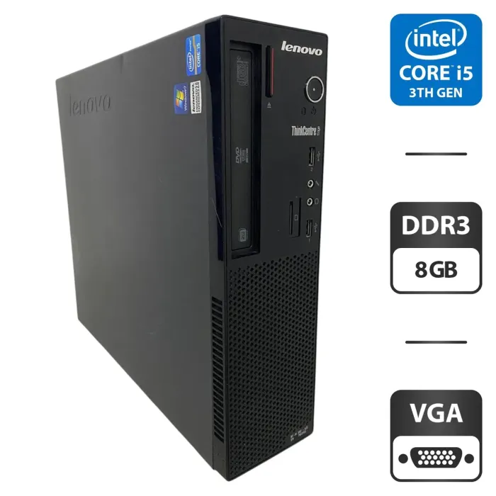 Комп'ютер Lenovo ThinkCentre Edge 72 SFF / Intel Core i5-3470S (4 ядра по 2.9 - 3.6 GHz) / 8 GB DDR3 / 250 GB HDD / Intel HD Graphics 2500 / DVD-ROM б/в - зображення 1