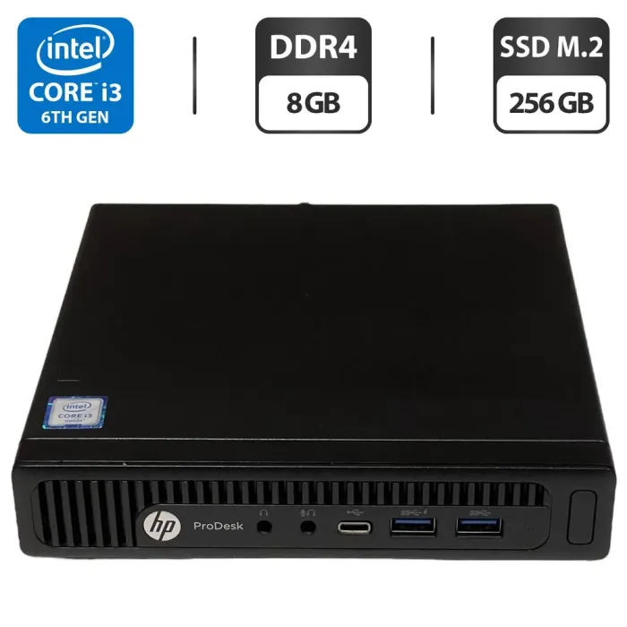 Неттоп HP ProDesk 600 G2 Mini PC USFF / Intel Core i3-6100T (2 (4) ядра по 3.2 GHz) / 8 GB DDR4 / 256 GB SSD M.2 / Intel HD Graphics 530 / DisplayPort б/в - зображення 1