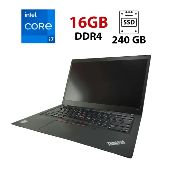 Ультрабук Lenovo Thinkpad T490s / 14" (1920x1080) IPS Touch / Intel Core i7-8565U (4 (8) ядра по 1.8 - 4.6 GHz) / 16 GB DDR4 / 240 GB SSD / Intel UHD Graphics for 8th Generation / WebCam б/в - зображення 1