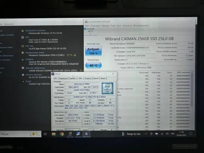 Захищений ноутбук-трансформер Б-клас Panasonic Toughbook CF-54 / 14" (1920x1080) TN / Intel Core i5-7300U (2 (4) ядра по 2.6 - 3.5 GHz) / 16 GB DDR3 / 256 GB SSD / Intel HD Graphics 620 / WebCam / Win 10 Pro б/в - зображення 7