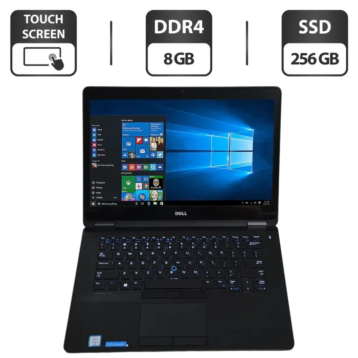 Ультрабук Dell Latitude E7470 / 14" (2560x1440) IPS Touch / Intel Core i5-6200U (2 (4) ядра по 2.3 - 2.8 GHz) / 8 GB DDR4 / 256 GB SSD / Intel HD Graphics 520 / WebCam б/в - зображення 1