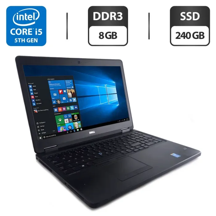 Ноутбук Dell Latitude E5550 / 15.6" (1366x768) TN / Intel Core i5-5200U (2 (4) ядра по 2.2 - 2.7 GHz) / 8 GB DDR3 / 240 GB SSD / Intel HD Graphics 5500 / WebCam б/в - зображення 1
