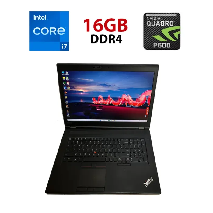 Мобільна робоча станція Lenovo ThinkPad P72 / 17,3" (1920x1080) IPS / Intel Core i7-8750H (6 (12) ядер по 2.2 - 4.1 GHz) / 16 GB DDR4 / 1000 GB SSD / nVidia Quadro P600, 4 GB GDDR5, 128-bit / WebCam б/в - зображення 1