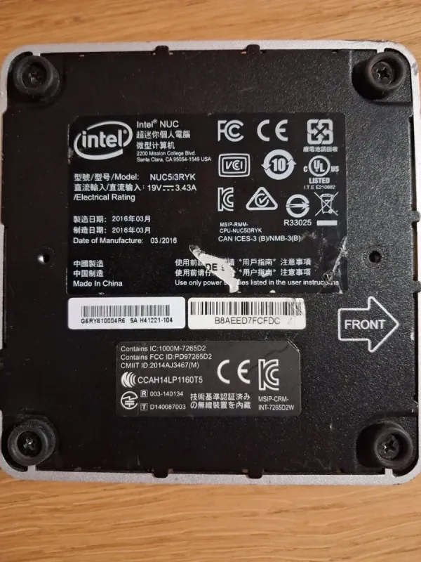 Неттоп Б-клас Intel NUC NUC5i3RYK USFF / Intel Core i3-5010U (2 (4) ядра по 2.1 GHz) / 8 GB DDR3 / 256 GB SSD M.2 / Intel HD Graphics 5500 / miniDP / Wi-Fi б/в - зображення 4