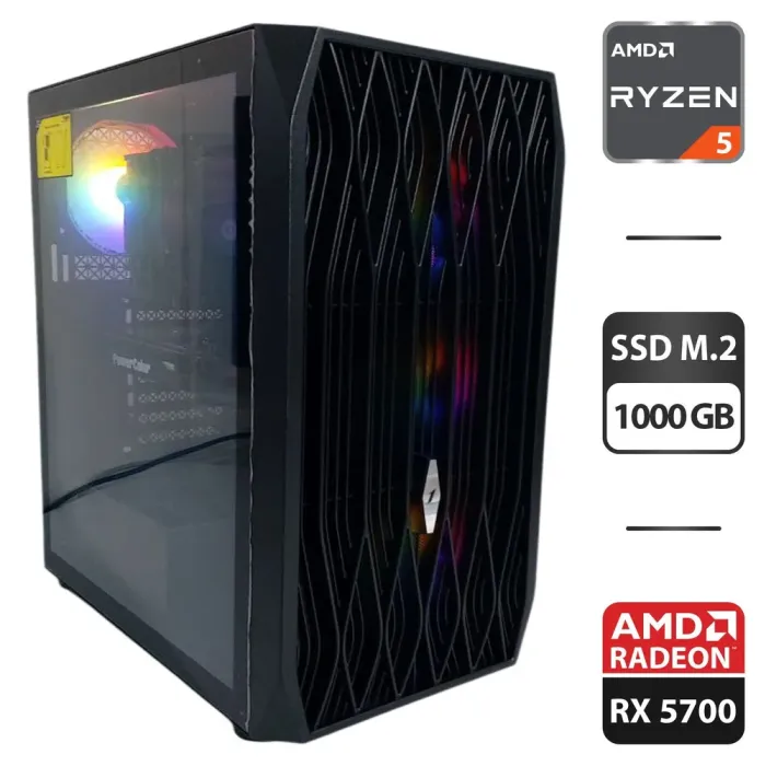 Ігровий ПК 1stPlayer Ariya AY7 Tower / AMD Ryzen 5 3600 (6 (12) ядер по 3.6 - 4.2 GHz) / 16 GB DDR4 / 1000 GB SSD M.2 / AMD Radeon RX 5700, 8 GB GDDR6, 256-bit / 500W б/в - зображення 1