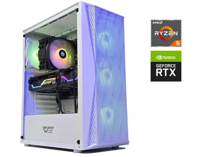Ігровий ПК DarkFlash White Tower / AMD Ryzen 5 7500F (6 (12) ядер по 3.7 - 5.0 GHz) / 32 GB DDR5 / 1000 GB SSD M.2 / nVidia GeForce RTX 4060, 8 GB GDDR6, 128-bit / 850W б/в - зображення 1