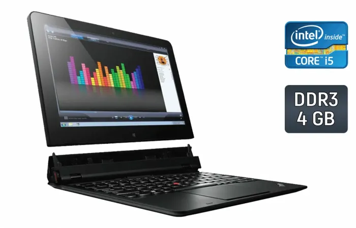Нетбук-трансформер Lenovo ThinkPad Helix / 11.6" (1920x1080) IPS Touch / Intel Core i5-3427U (2 (4) ядра по 1.8 - 2.8 GHz) / 4 GB DDR3 / 180 GB SSD / Intel HD Graphics 4000 / WebCam / Windows 10 б/в - зображення 1