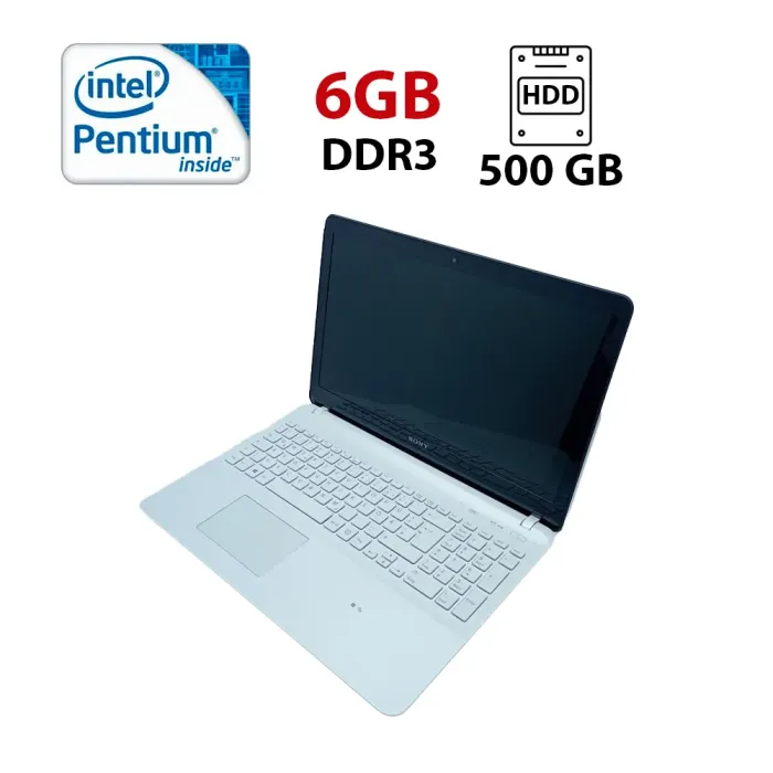 Ноутбук Sony SVF156 / 15.6" (1366x768) TN / Intel Pentium 2117U (2 ядра по 1.8 GHz) / 6 GB DDR3 / 500 GB HDD / Intel HD Graphics 2500 / WebCam б/в - зображення 1