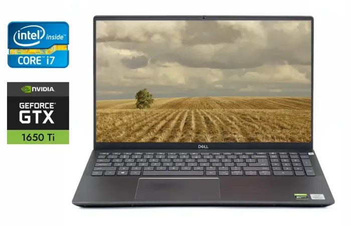 Ігровий ноутбук Dell Vostro 7500 / 15.6" (1920x1080) IPS / Intel Core i7-10750H (6 (12) ядер по 2.6 - 5.0 GHz) / 16 GB DDR4 / 1000 GB SSD / nVidia GeForce GTX 1650 Ti, 4 GB GDDR6, 128-bit / TouchID / WebCam / Windows 10 б/в - зображення 1