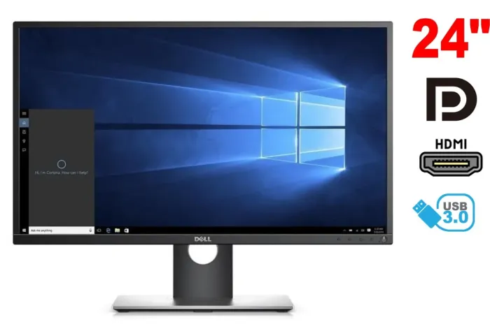 Монітор Широкоформатний Dell P2417H / 24" (1920x1080) IPS / 1x HDMI, 1x DP, 1x VGA, 2x USB 3.0, 2x USB 2.0 / VESA 100x100 б/в - зображення 1