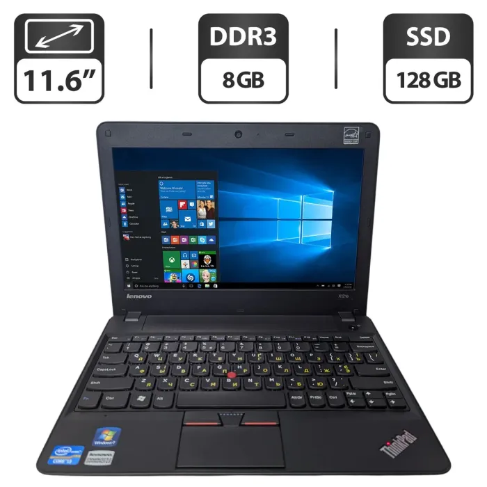 Нетбук Б-клас Lenovo ThinkPad X121e / 11.6" (1366x768) TN / Intel Core i3-2367M (2 (4) ядра по 1.4 GHz) / 8 GB DDR3 / 128 GB SSD / Intel HD Graphics 3000 / WebCam б/в - зображення 1