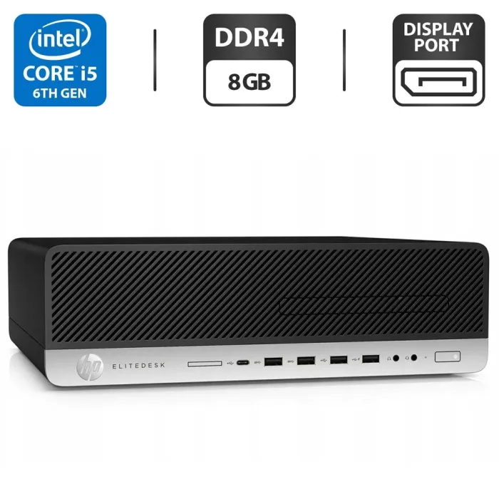 Комп'ютер HP EliteDesk 800 G3 SFF / Intel Core i5-6400 (4 ядра по 2.7 - 3.3 GHz) / 8 GB DDR4 / 500 GB HDD / Intel HD Graphics 530 / DVD-ROM / Без OC б/в - зображення 1