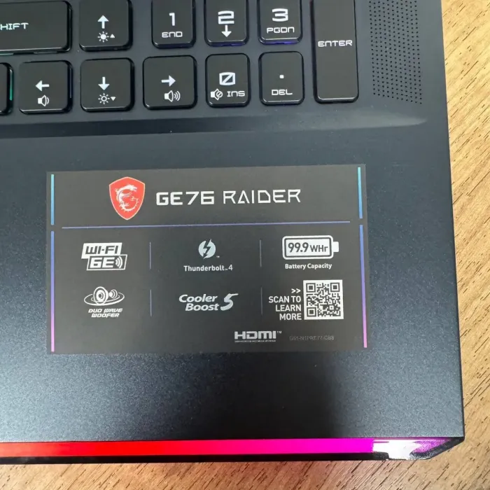 Ігровий ноутбук MSI GE76 Raider 11UG / 17.3" (1920x1080) IPS / Intel Core i7-11800H (8 (16) ядер по 2.3 - 4.6 GHz) / 16 GB DDR4 / 1000 GB SSD / nVidia GeForce RTX 3070, 8 GB GDDR6, 256-bit / WebCam б/в - зображення 9