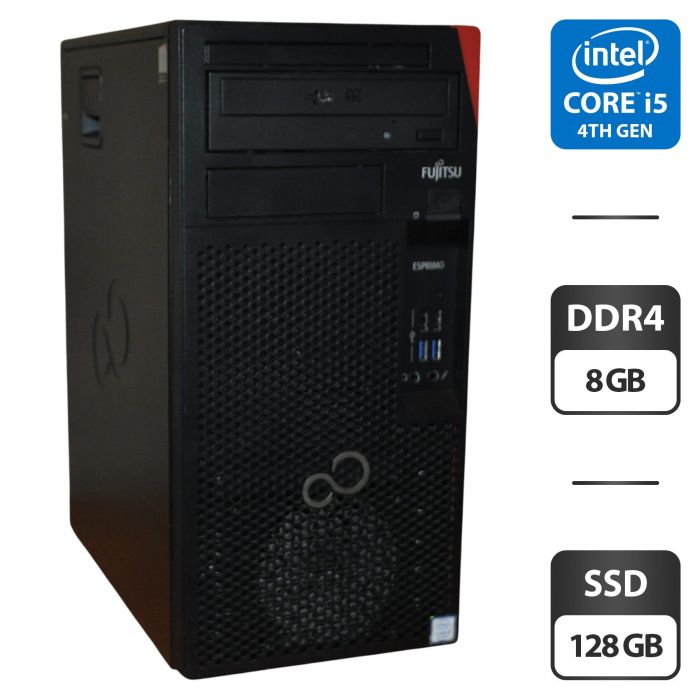 Комп'ютер Fujitsu Esprimo P558 E85 Tower / Intel Core i5-8400 (6 ядер по 2,8 - 4,0 ГГц) / 8 ГБ DDR4 / 128 ГБ SSD / Intel UHD Graphics 630 / DVD-ROM б/в - зображення 1