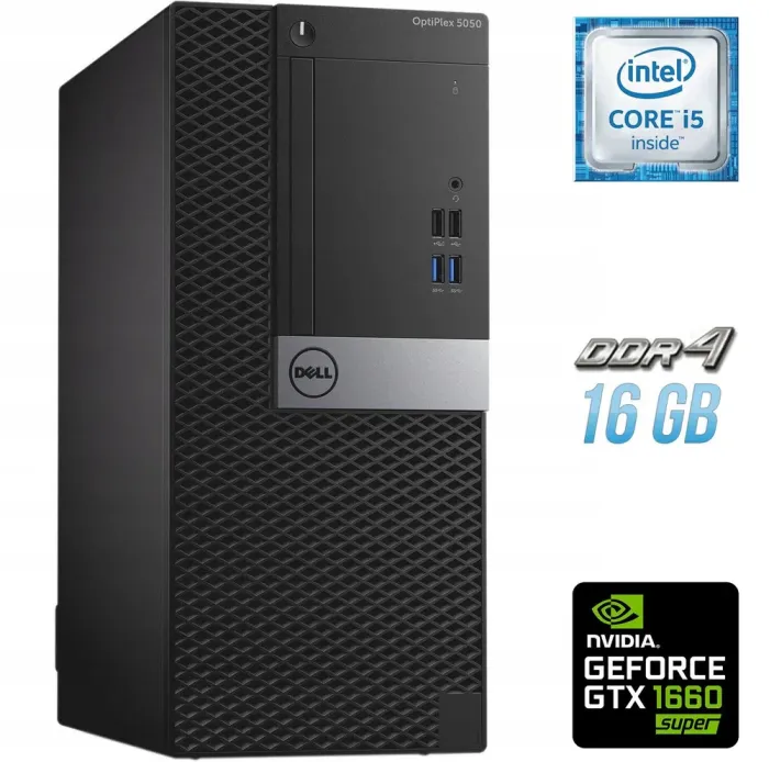 Ігровий ПК Dell OptiPlex 5050 Tower / Intel Core i5-6500 (4 ядра 3,2 - 3,6 ГГц) / 16 ГБ DDR4 / 500 ГБ SSD / nVidia GeForce GTX 1660 Super, 6 ГБ GDDR6, 192-bit б/в - зображення 1