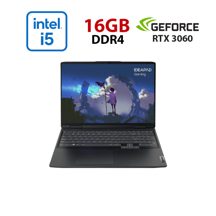 Ігровий ноутбук Lenovo IdeaPad Gaming 3 16IAH7 / 16" (1920x1080) IPS / Intel Core i5-12500H (12 (16) ядер по 3,3 - 4,5 ГГц) / 16 ГБ DDR4 / 480 ГБ SSD / nVidia GeForce RTX 3060, 6 ГБ GDDR6, 192-bit / WebCam б/в - изображение 1