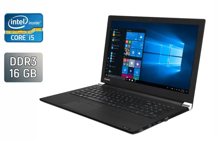 Ноутбук Toshiba Tecra A50-C / 15.6" (1366x768) TN / Intel Core i5-6200U (2 (4) ядра по 2.3 - 2.8 GHz) / 16 GB DDR3 / 256 GB SSD / Intel HD Graphics 520 / WebCam / HDMI б/в - зображення 1