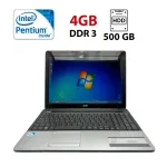 Ноутбук Acer Aspire E1-531 / 15.6" (1366x768) TN / Intel Pentium B960 (2 ядра по 2.2 GHz) / 4 GB DDR3 / 500 GB HDD / Intel HD Graphics / WebCam / АКБ не тримає б/в