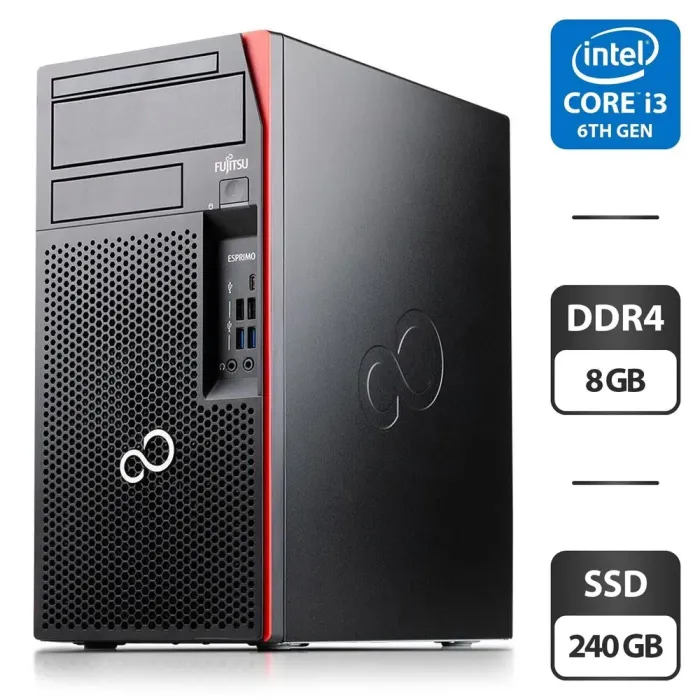 Комп'ютер Fujitsu Esprimo P757 E90 Tower / Intel Core i3-6100 (2 (4) ядра по 3.7 GHz) / 8 GB DDR4 / 240 GB SSD / Intel HD Graphics 530 / DisplayPort б/в - зображення 1