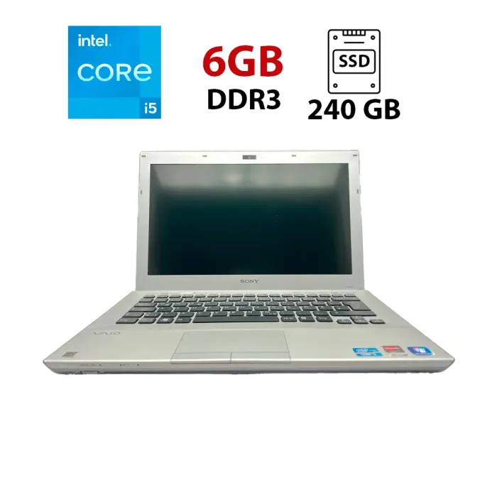 Ноутбук Б-клас Sony Vaio PCG-4251GM / 13.3" (1366x768) TN / Intel Core i5-2430M (2 (4) ядра по 2.4 - 3.0 GHz) / 6 GB DDR3 / 240 GB SSD / Intel HD Graphics 3000 / WebCam / Без АКБ б/в - зображення 1