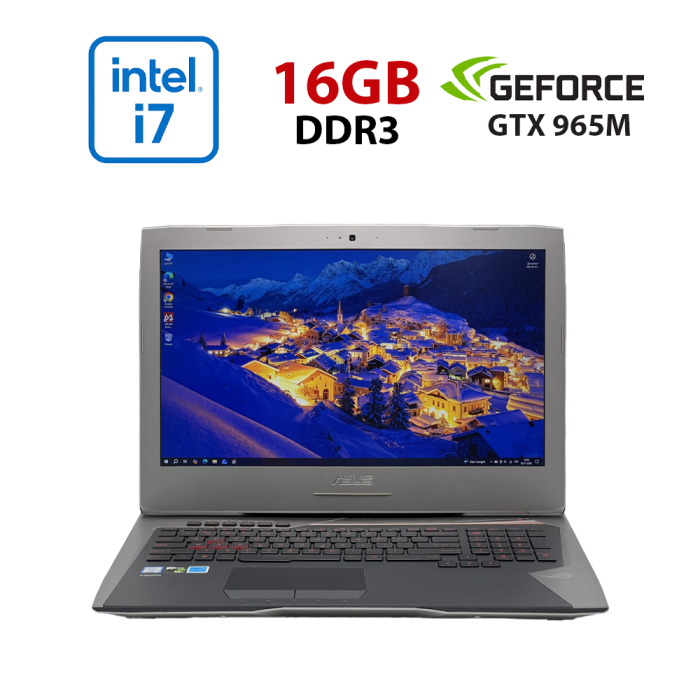 Ігровий ноутбук Asus ROG G752VL-BHI7N32 / 17,3" (1920x1080) IPS / Intel Core i7-6700HQ (4 (8) ядра по 2,6 - 3,5 ГГц) / 16 ГБ DDR3 / 480 ГБ SSD / nVidia GeForce GTX 965M, 2 ГБ GDDR5, 128-біт / WebCam б/в - зображення 1