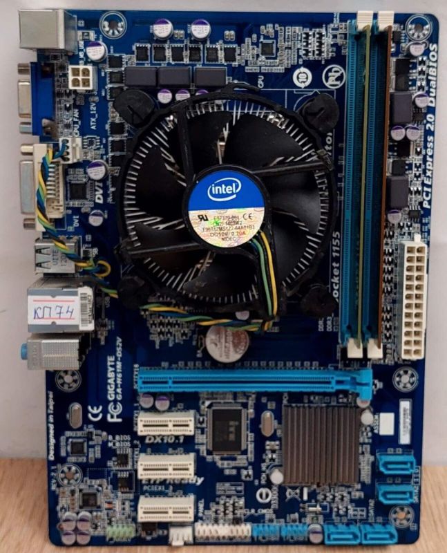 Комплект: материнська плата Gigabyte GA-H61M-DS2V / LGA1155 / Intel Core i5-3470 (4 ядра по 3.2 - 3.6 GHz) / 8 GB DDR3 / Intel HD Graphics 2500 + Кулер б/в - зображення 3