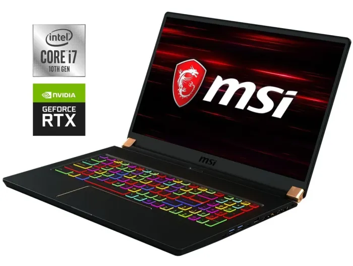 Ігровий ноутбук Б-клас MSI GS75 Stealth 10SE / 17.3" (1920x1080) IPS / Intel Core i7-10875H (8 (16) ядер по 2.3 - 5.1 GHz) / 16 GB DDR4 / 512 GB SSD NVMe / nVidia GeForce RTX 2060, 6 GB GDDR6, 192-bit / WebCam б/в - зображення 1