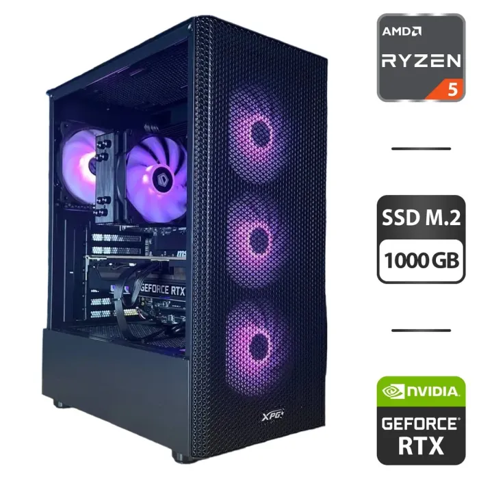Збірка під замовлення: комп'ютер A-Data XPG Valor Mesh C Black Tower / AMD Ryzen 5 7500F (6 (12) ядер по 3.7 - 5.0 GHz) / 32 GB DDR5 / 1000 GB SSD M.2 / nVidia GeForce RTX 3080, 10 GB GDDR6X, 360-bit / 850W б/в - зображення 1