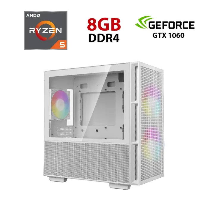 Ігровий ПК Ice CH360 White Tower / AMD Ryzen 5 5500 (6 (12) ядер по 3,6 - 4,2 ГГц) / 8 ГБ DDR4 / 480 ГБ SSD / nVidia GeForce GTX 1060, 6 ГБ GDDR5, 192-біт - зображення 1