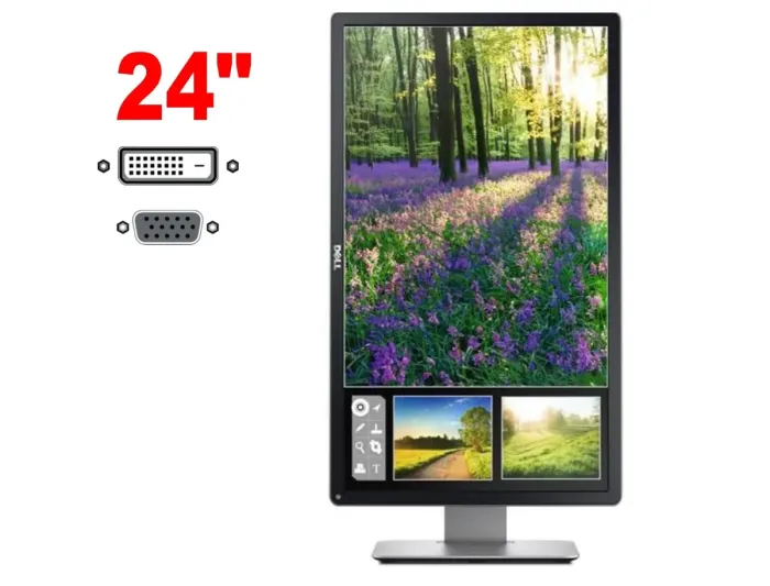 Монітор Dell P2414H / 24" (1920x1080) IPS / 1x DP, 1x DVI, 1x VGA, 4x USB / VESA 100x100 / Поворотний б/в - зображення 1
