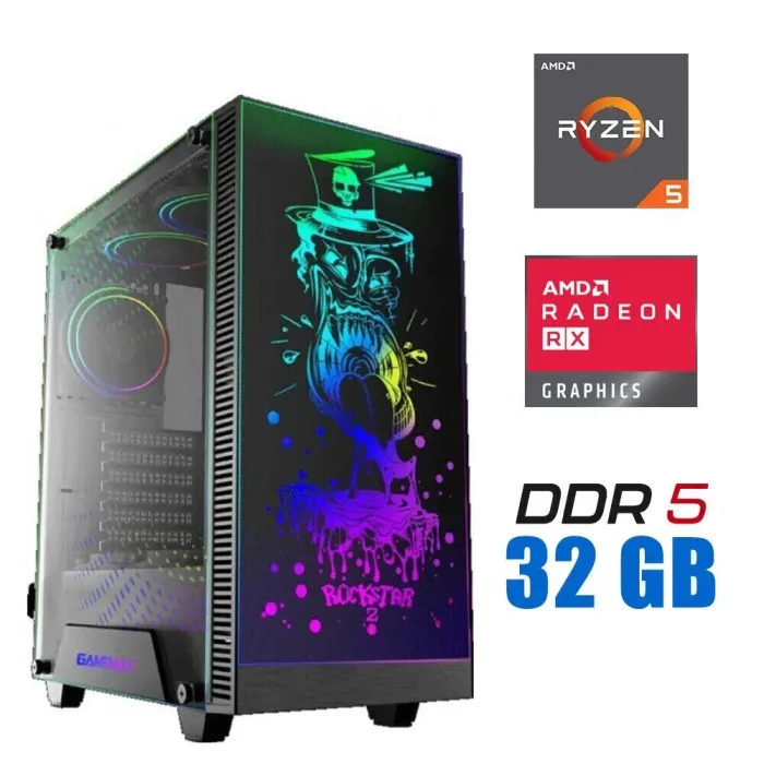 Ігровий ПК Tower / AMD Ryzen 5 7500F (6 (12) ядер по 3.7 - 5.0 GHz) / 32 GB DDR5 / 1000 GB SSD M.2 / AMD Radeon RX 7800 XT, 16 GB GDDR6, 256-bit / 700W - зображення 1