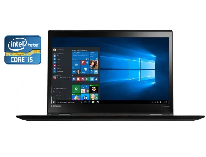 Ультрабук Б-клас Lenovo ThinkPad X1 Carbon G4 / 14" (1920x1080) IPS / Intel Core i5-6300U (2 (4) ядра по 2.4 - 3.0 GHz) / 8 GB DDR3 / 240 GB SSD / Intel HD Graphics 520 / WebCam / Win 10 Pro б/в - зображення 1