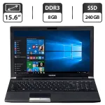 Ноутбук Б-клас Toshiba Tecra R950 / 15.6" (1600x900) TN / Intel Core i5-3320M (2 (4) ядра по 2.6 - 3.3 GHz) / 8 GB DDR3 / 240 GB SSD / Intel HD Graphics 4000 / WebCam / DVD-ROM / VGA б/в