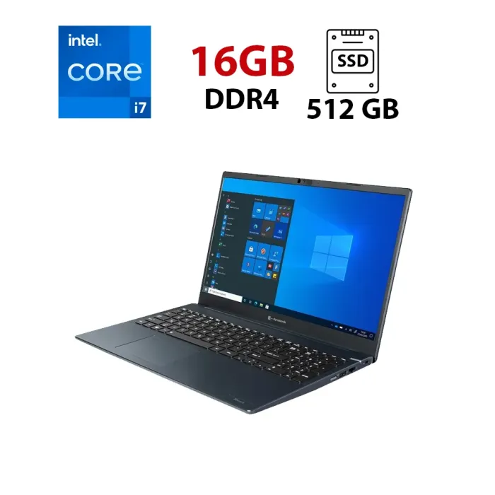 Ноутбук Toshiba Dynabook А50-J / 15.6" (1920x1080) IPS / Intel Core i7-1165G7 (4 (8) ядра по 2.8 - 4.7 GHz) / 16 GB DDR4 / 512 GB SSD / Intel Iris Xe Graphics / WebCam / Win 11 Pro б/в - зображення 1