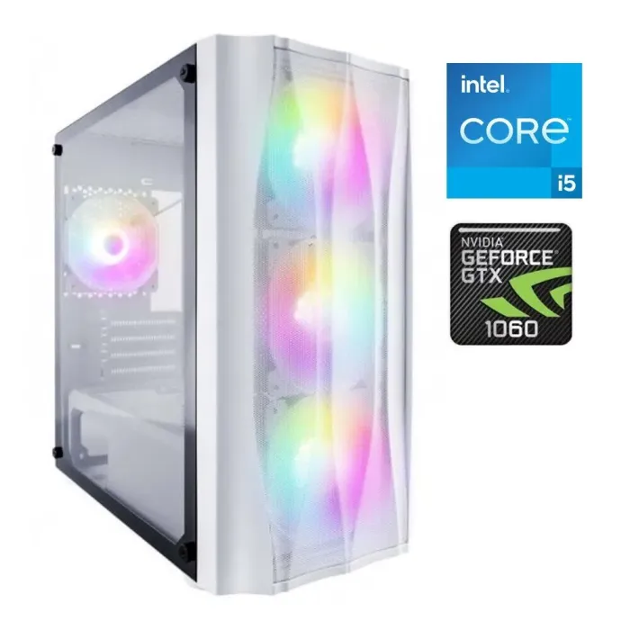 Ігровий ПК 1stPlayer X3 M-4F1-W-WH ICE Tower / Intel Core i5-10400F (6 (12) ядер по 2.9 - 4.3 GHz) / 16 GB DDR4 / 512 GB SSD / nVidia GeForce GTX 1060, 6 GB GDDR5, 192-bit б/в - зображення 1