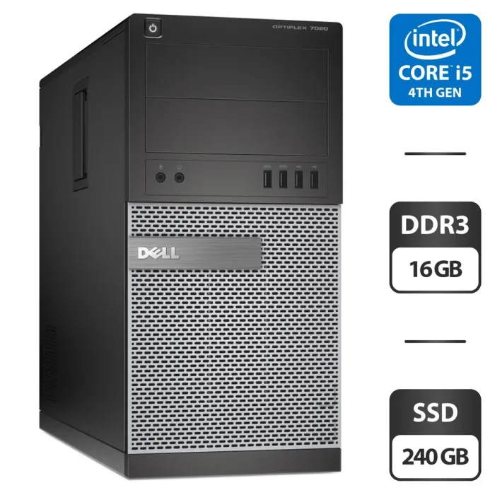 Комп'ютер Dell OptiPlex 7020 Tower / Intel Core i5-4590 (4 ядра по 3.3 - 3.7 GHz) / 16 GB DDR3 / 240 GB SSD / Intel HD Graphics 4600 б/в - зображення 1