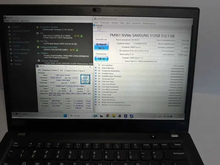 Ультрабук Lenovo ThinkPad T14s Gen1 / 14" (1920x1080) IPS / Intel Core i5-10310U (4 (8) ядра по 1.7 - 4.4 GHz) / 16 GB DDR4 / 512 GB SSD / Intel UHD Graphics / WebCam б/в - зображення 7