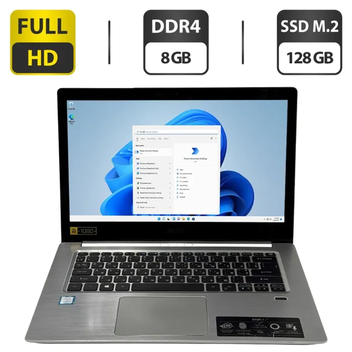Ноутбук Б-клас Acer Swift SF314-52-51H8 / 14" (1920x1080) IPS / Intel Core i5-7200U (2 (4) ядра по 2.5 - 3.1 GHz) / 8 GB DDR4 / 128 GB SSD M.2 / Intel HD Graphics 620 / WebCam / HDMI б/в - зображення 1