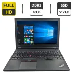 Ноутбук Lenovo ThinkPad L560 / 15.6" (1920x1080) TN / Intel Core i7-6600U (2 (4) ядра по 2.6 - 3.4 GHz) / 16 GB DDR3 / 512 GB SSD / Intel HD Graphics 520 / WebCam / DVD-ROM б/в