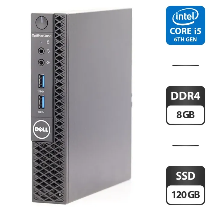 Неттоп Dell OptiPlex 3050 USFF / Intel Core i5-6500T (4 ядра по 2.5 - 3.1 GHz) / 8 GB DDR4 / 120 GB SSD / Intel HD Graphics 530 / Windows 11 Pro б/в - зображення 1