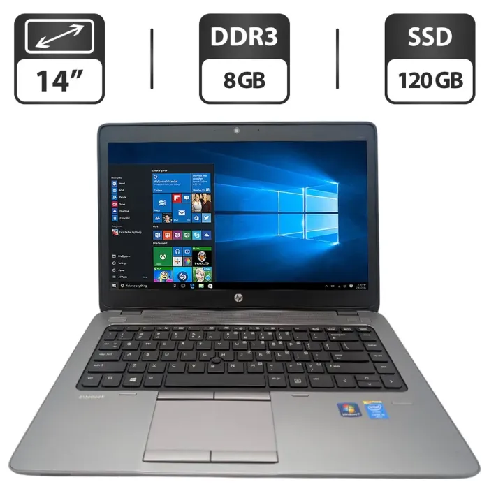 Ноутбук HP ProBook 840 G1 / 14" (1600x900) TN / Intel Core i5-4310U (2 (4) ядра по 2.0 - 3.0 GHz) / 8 GB DDR3 / 120 GB SSD / Intel HD Graphics 4400 / WebCam б/в - зображення 1