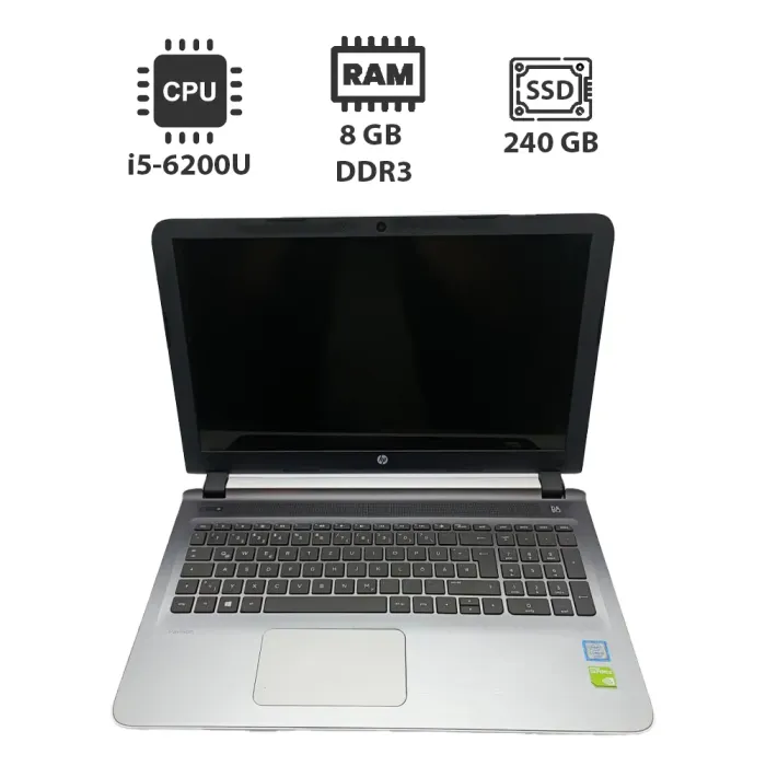 Ноутбук HP ProBook 15ab / 15.6" (1366x768) TN / Intel Core i5-6200U (2 (4) ядра по 2.3 - 2.8 GHz) / 8 GB DDR3 / 240 GB SSD / Intel HD Graphics 520 / WebCam б/в - зображення 1