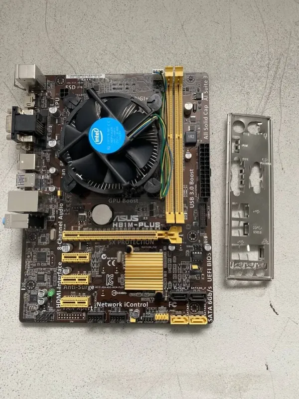 Комплект: Материнська плата Asus H81M-Plus / Intel Core i5-4570 (4 ядра по 3.2 - 3.6 GHz) / Socket LGA 1150 / Задня заглушка б/в - зображення 2