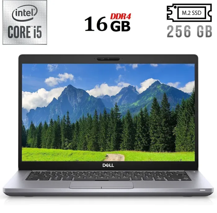 Ультрабук Б-клас Dell Latitude 5410 / 14" (1920x1080) IPS / Intel Core i5-10210U (4 (8) ядра по 1.6 - 4.2 GHz) / 16 GB DDR4 / 256 GB SSD M.2 / Intel UHD Graphics / WebCam / USB 3.2 / HDMI б/в - зображення 1