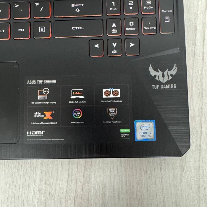 Ігровий ноутбук Б-клас Asus TUF Gaming F15 FX505GT / 15.6" (1920x1080) IPS / Intel Core i7-9750H (6 (12) ядер по 2.6 - 4.5 GHz) / 16 GB DDR4 / 512 GB SSD NVMe / nVidia GeForce GTX 1650, 4 GB GDDR6, 128-bit / WebCam б/в - зображення 8
