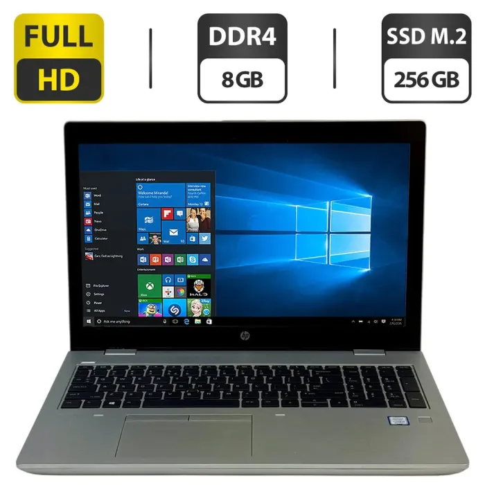 Ноутбук HP ProBook 650 G5 / 15.6" (1920x1080) IPS / Intel Core i5-8265U (4 (8) ядра по 1.6 - 3.9 GHz) / 8 GB DDR4 / 256 GB SSD M.2 / Intel UHD Graphics 620 / WebCam / Fingerprint / Windows 10 Pro б/в - зображення 1
