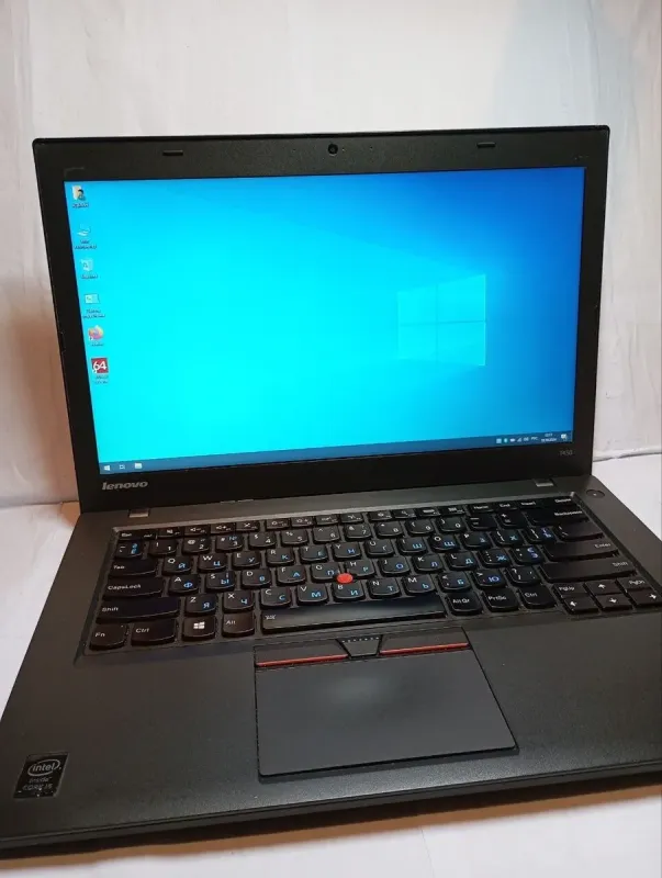 Ноутбук Б-клас Lenovo ThinkPad T450 / 14" (1600x900) TN / Intel Core i5-5300U (2 (4) ядра по 2.3 - 2.9 GHz) / 8 GB DDR3 / 120 GB SSD / Intel HD Graphics 5500 / WebCam / Два АКБ б/в - зображення 2