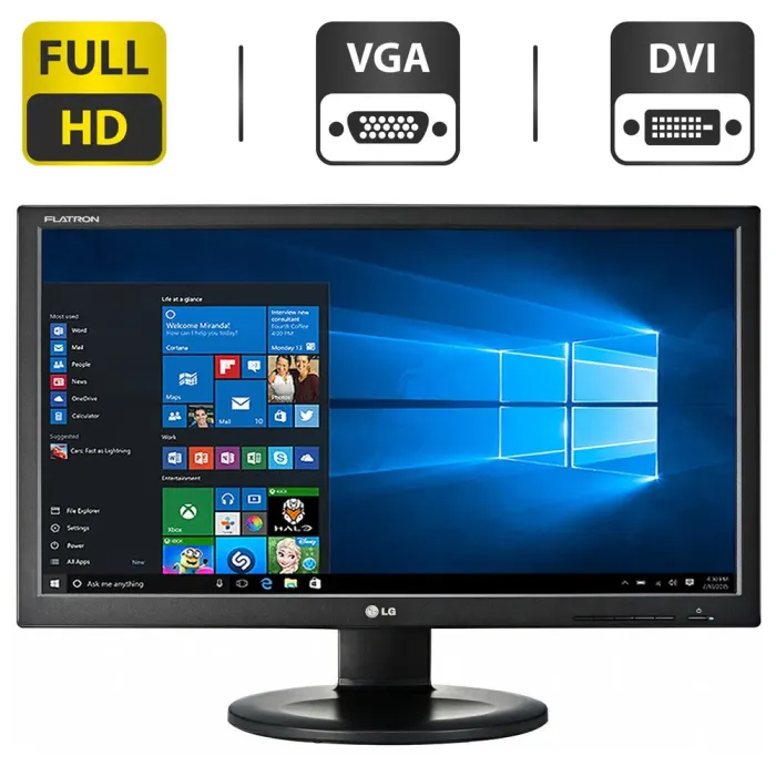 Монітор LG Flatron IPS231P-BN / 23" (1920x1080) IPS / VGA, DVI / Вбудовані колонки 2x 2W / VESA 75x75 + Кабель живлення б/в - зображення 1