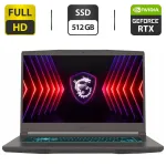 Іровий ноутбук MSI GF63 Thin 12VE-1645NEU / 15.6" (1920x1080) IPS / Intel Core i5-12450H (8 (12) ядер по 3.3 - 4.4 GHz) / 16 GB DDR4 / 512 GB SSD / nVidia GeForce RTX 4050, 6 GB GDDR6, 96-bit / WebCam