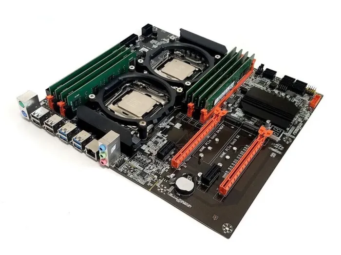 Комплект: Материнська плата ZX-DU99D4_V1.31 + 2x Intel Xeon E5-2650 v4 (12 (24) ядер по 2.2 - 2.9 GHz) + 64 GB DDR4 б/в - зображення 2